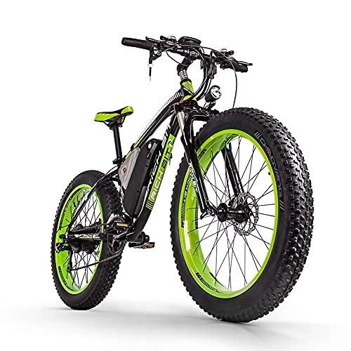 Bicicletas eléctrica : RICH BIT TOP-022 Bicicleta Electrica de Montaña para Adulto Hombre Mujer MTB 26" 48V 17Ah Ebike (Verde)