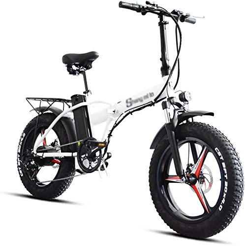 Bicicletas eléctrica : Rindasr 20 pulgadas bicicleta plegable elctrica, 48V / 500W / 15AH batera de litio, 4, 0 neumticos de gran tamao + Tres cuchillo de la rueda integrado Electric Mountain bicicleta, con 866 multifunc