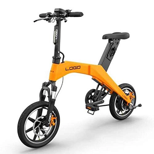 Bicicletas eléctrica : RPHP- Mini bicicleta elctrica para adulto de 14 pulgadas, 2 ruedas, 350 W, 36 V, E, bicicleta plegable, Scooter elctrico, negro / rojo / naranja, naranja