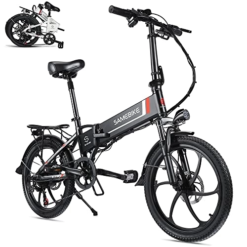 Bicicletas eléctrica : Rymic Bicicleta Eléctrica Plegable de 20'' para Motor de 250W, con Batería de Litio Extraíble de 48V 10.4Ah para Adultos, Manija de Bicicleta Eléctrica con Cambio de 7 Velocidades y Medidor LCD