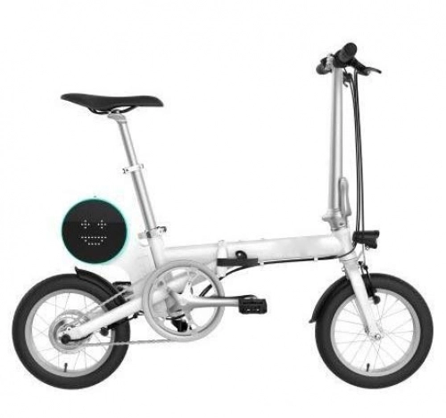 Bicicletas eléctrica : SachsenRad - Bicicleta elctrica plegable con pedales, asiento ajustable, porttil, compacta, neumticos de 14 pulgadas (blanco)