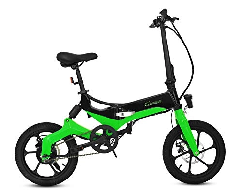 Bicicletas eléctrica : SachsenRad - Bicicleta eléctrica plegable con pedales, asiento ajustable, portátil, compacta, neumáticos de 16 pulgadas