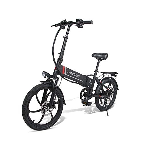 Bicicletas eléctrica : SAMEBIKE Bicicleta Electrica Bicicleta eléctrica Plegable 20 Pulgadas, 48 V10.4 Ah, Bicicleta Montaña Shimano 7 Vel, para Adolescentes y Adultos(Alcance 35-80KM)