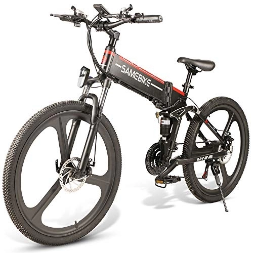 Bicicletas eléctrica : SAMEBIKE Bicicleta eléctrica 26" Fatbike Bicicleta Montaña Plegable Ebike, 48V / 10Ah Batería, Shimano 21 Vel, Pedal Assist, Adultos Urbana