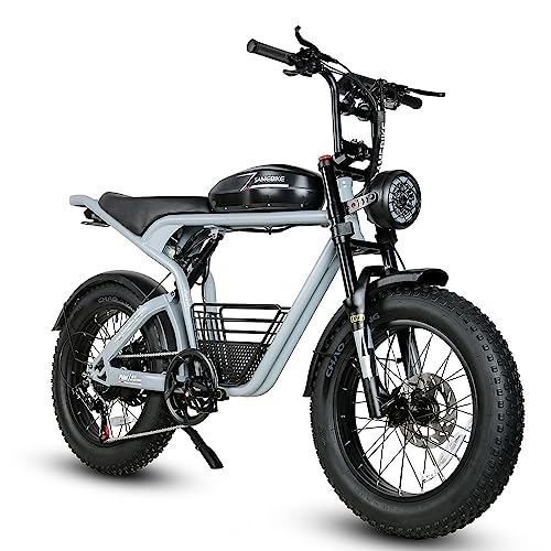 Bicicletas eléctrica : SAMEBIKE Bicicleta Eléctrica para Adultos Dirt Bike Eléctrica con Batería 48V 16AH Motocicleta Eléctrica 20" * 4, 0 Fat Tire Ebike con Suspensión Completa Frenos Hidráulicos