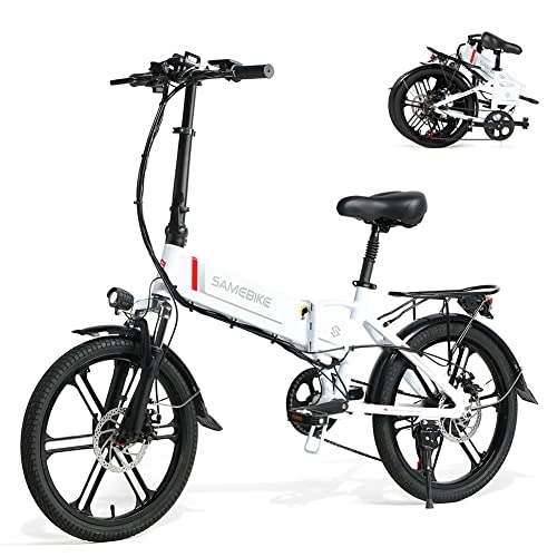 Bicicletas eléctrica : SAMEBIKE - Bicicleta eléctrica plegable de 20 pulgadas, 48 V, 10, 4 Ah, batería extraíble Shimano de 7 marchas, bicicleta eléctrica, para hombre y mujer