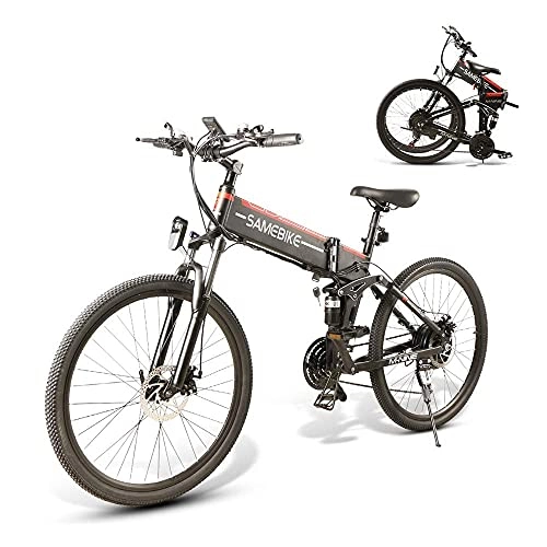Bicicletas eléctrica : SAMEBIKE de 26 Pulgadas Bicicletas eléctricas Plegables Ebike Mountain Bicicletas eléctricas con 48V 10Ah extraíble batería de Iones de Litio para Adultos