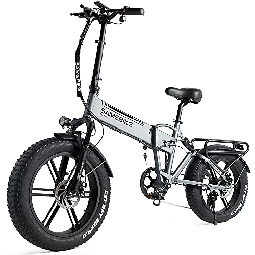 Bicicletas eléctrica : SAMEBIKE XWLX09 Fat Tire Bicicleta eléctrica Bicicleta Electrica Montaña Bicicletas Electricas Plegables Playa Nieve Bicicleta Eléctrica 20 Pulgadas para Adultos
