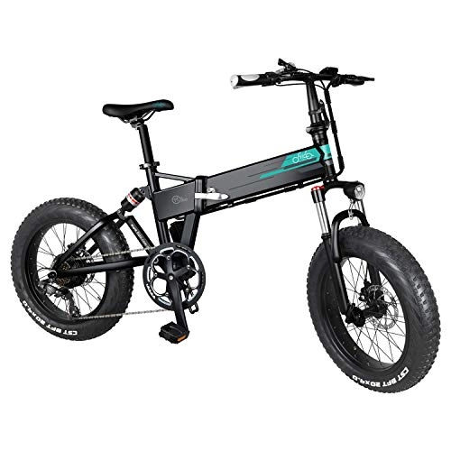 Bicicletas eléctrica : Sansund Bicicleta eléctrica plegable de 20 pulgadas, neumáticos 4.0, 48 V, 12, 8 Ah, batería de litio eléctrica, motor de 500 W, desviador de 7 velocidades, bicicleta de montaña eléctrica para adultos