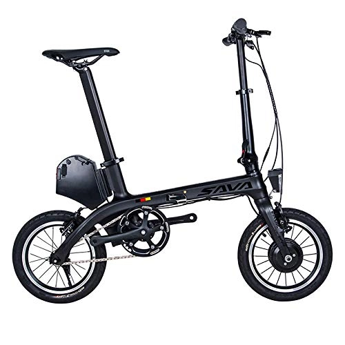 Bicicletas eléctrica : Sava E0 Bicicleta Plegable electrica Ebike, 14 Pulgadas E-Bike de Carbono 36V / 180W Engranaje Fijo Sola Velocidad Urban Track Mini City Bicicleta Plegable con Faros