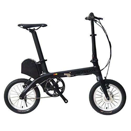 Bicicletas eléctrica : Sava E0 Bicicleta Plegable electrica Ebike, 14 Pulgadas E-Bike de Carbono 36V / 180W Engranaje Fijo Sola Velocidad Urban Track Mini City Bicicleta Plegable con Faros