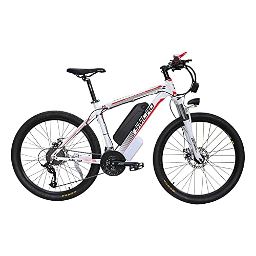 Bicicletas eléctrica : SAWOO Bicicleta Eléctrica De 1000 W para Hombre, 26 Pulgadas Bicicleta De Montaña, Bicicleta De Carretera, Bicicletas Eléctricas para Adultos con Batería De 15 Ah, 27 Velocidades (Blanco)