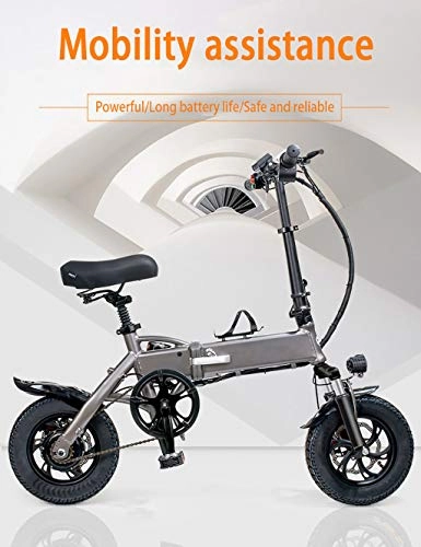 Bicicletas eléctrica : SFASF Plegable Bicicleta elctrica-porttiles Fcil 14"E-Bike Bicicletas elctricas acondicionadas para Adultos Deportes al Aire Libre Ciclismo Viajes Trfico, Grey-OneSize