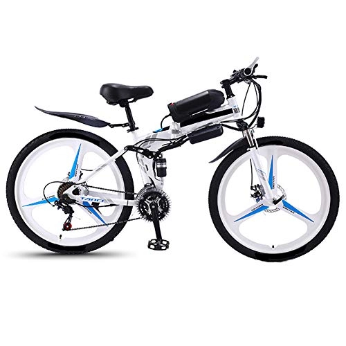 Bicicletas eléctrica : She Charm 26 Pulgadas Plegable Elctrica De La Bici del Ciclomotor De La Montaa De Bicicleta Elctrica De 36V 13Ah De La Bicicleta 350W 3 Modos para Adultos, Blanco