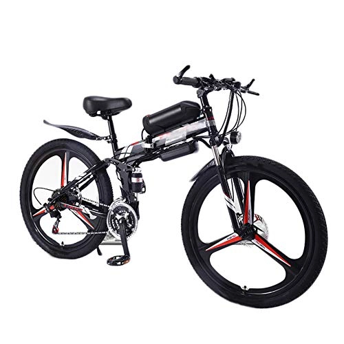 Bicicletas eléctrica : She Charm 26 Pulgadas Plegable elctrica de la Bici del ciclomotor de la montaña de Bicicleta elctrica de 36V 13Ah de la Bicicleta 350W 3 Modos para Adultos, Negro, 26 Inch