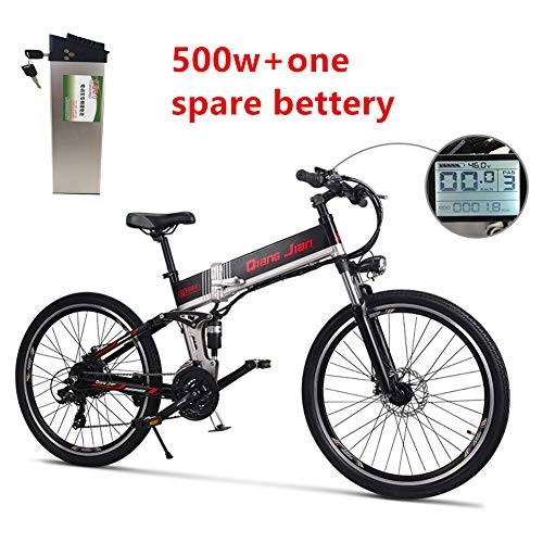 Bicicletas eléctrica : Sheng mi lo Bicicleta elctrica de montaña M80 500W 48V10.4AH Suspensin Completa (500w+batera de Repuesto)