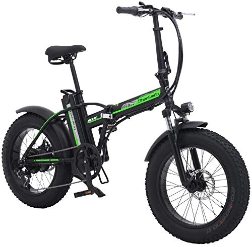 Bicicletas eléctrica : Sheng Milo mx20 vehículo eléctrico Plegable 500W 48V 15ah Bicicleta de montaña para Adultos (Verde, Una batería)