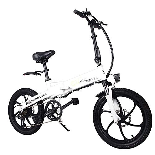 Bicicletas eléctrica : Shengmilo 48V10.4Ah Batería Oculta de Alta Potencia 350 W 20"Pedal Assist Bicicleta de montaña eléctrica Plegable, Cuadro de aleación de Aluminio, Horquilla de suspensión, Pedelec. (Blanco)