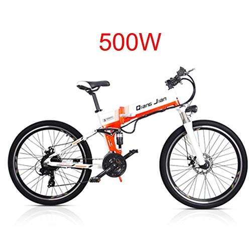 Bicicletas eléctrica : Shengmilo Bicicleta de montaña elctrica 500w, Bicicleta elctrica Plegable de 26 Pulgadas, suspensin Completa de 48 V 13Ah y Velocidad Shimano 21