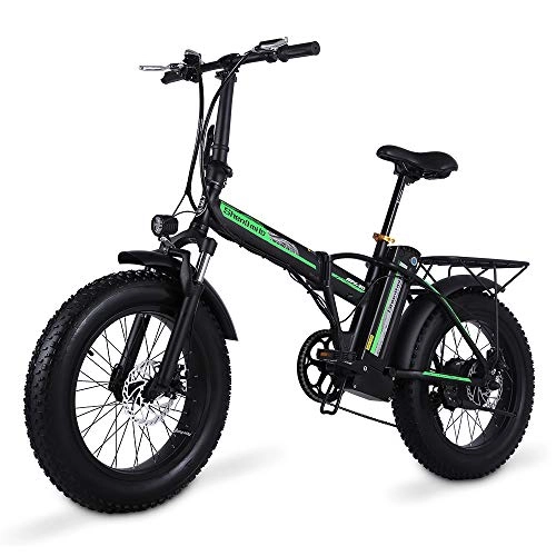 Bicicletas eléctrica : Shengmilo Bicicleta Eléctrica, Bicicleta Eléctrica Plegable, Fat Tire Ebike, 48V 15AH, 500W (Negro)