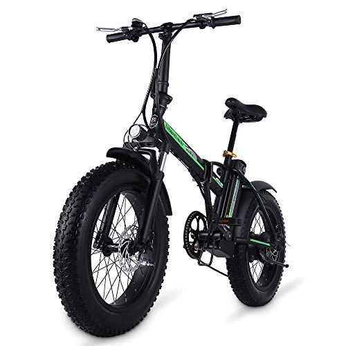 Bicicletas eléctrica : Shengmilo Bicicleta eléctrica de 20 Pulgadas　Bicicleta eléctrica, Ｂicicleta eléctrica Plegable, Fat Tire Ebike, 48V 15AH, 500W (Negro)