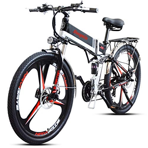 Bicicletas eléctrica : Shengmilo Bicicleta Eléctrica E-Bike, Bicicleta Eléctrica de 26 Pulgadas 350W, con Batería de Litio de 48V 10.4Ah, Shimano de 7 Velocidades, Tres Ruedas de Cuchillo, Doble suspensión, Plegable