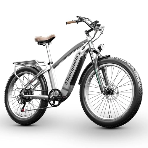 Bicicletas eléctrica : Shengmilo Bicicleta eléctrica, Retro MX04 Bicicletas eléctricas para adultos, Fat Tire E-bike con 3 modos de conducción fáciles de montar, batería extraíble de 48V 15Ah, BAFANG Motor