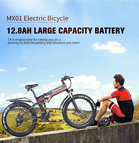 Bicicletas eléctrica : Shengmilo MX01 - Bicicleta elctrica, 26 pulgadas, cuadro de aleacin de aluminio, bicicleta elctrica para hombre, color rojo