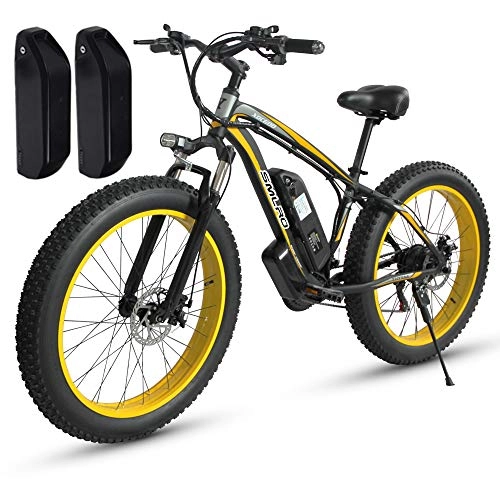 Bicicletas eléctrica : Shengmilo MX02, Bicicleta eléctrica, Motor 1000W, ebike Gordo de 26 Pulgadas, batería 48 V 17 AH (MX02 Batería de Repuesto Amarilla (1000w))