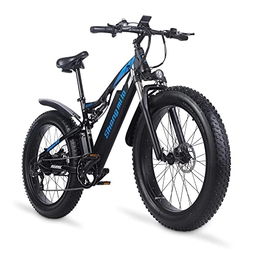 Bicicletas eléctrica : Shengmilo MX03 Bicicleta de Montaña Eléctrica Suchahar Shimano 7 Velocidades Ebike Batería Extraíble 48V17Ah Doble Suspensión Bicicleta Eléctrica para Adultos