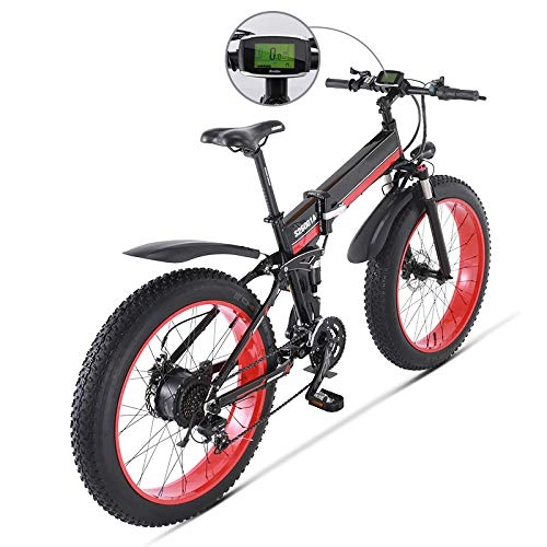 Bicicletas eléctrica : SHIJING Bicicleta elctrica 1000W elctrica Bici de la Playa 4.0 Fat Tire Bicicleta elctrica de 48V para Hombre de Bicicleta de montaña de Nieve E-Bici de la Bicicleta de 26 Pulgadas
