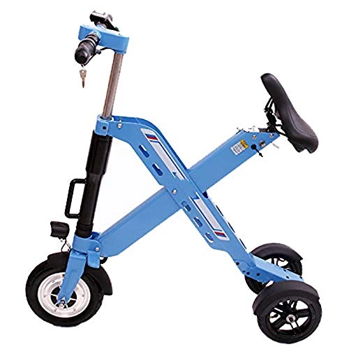 Bicicletas eléctrica : SHKY Scooter elctrico Mini Triciclo Plegable, Adecuado para Personas Mayores de 50 aos en un Viaje, para Trabajar Viaje al Centro de Viaje, Blue