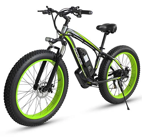 Bicicletas eléctrica : SHOE Bicicleta Elctrica De Montaa, Marco De Aleacin De 27 Velocidades Bicicleta Elctrica De 26"De Velocidad Rpida De Nuevo Diseo para Ciclismo Al Aire Libre, Black Green, 48V15AH
