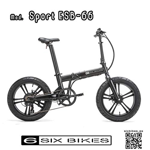 Bicicletas eléctrica : SIX BIKES Ebike Sport ESB-66 Negra - Bicicleta ELECTRICA Plegable SIXBIKES
