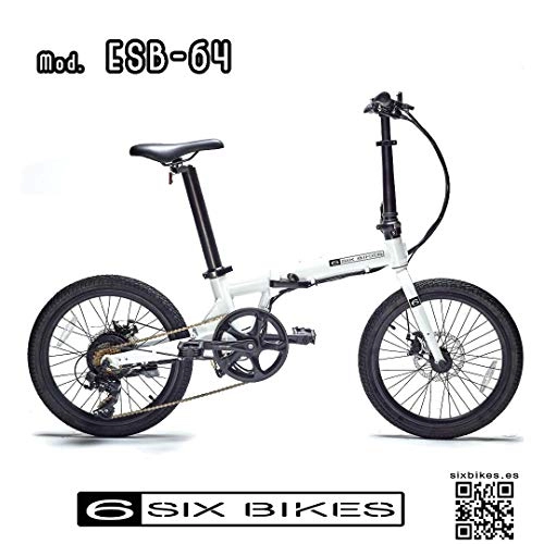 Bicicletas eléctrica : SIX BIKES ESB-64 Ebike Blanca - Bici Eléctrica Plegable - SIXBIKES