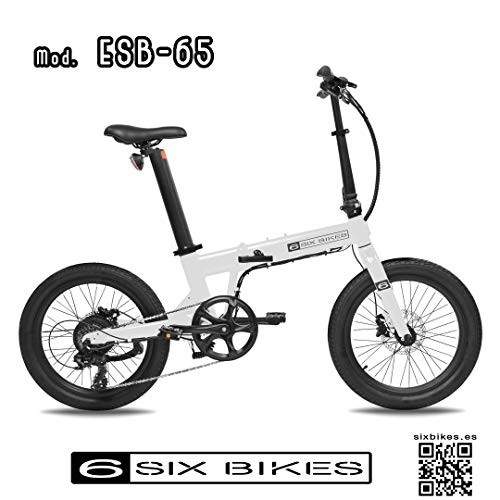 Bicicletas eléctrica : SIX BIKES ESB-65 Ebike Blanca - Bici Elctrica Plegable - SIXBIKES