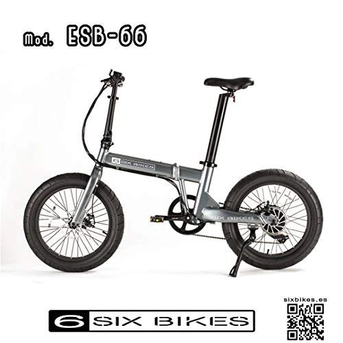 Bicicletas eléctrica : SIX BIKES ESB-66 Ebike Gris - Bici Elctrica Plegable- SIXBIKES