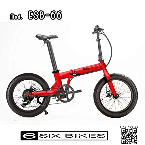 Bicicletas eléctrica : SIX BIKES - ESB-66 Ebike ROJA - Bici Elctrica Plegable - SIXBIKES