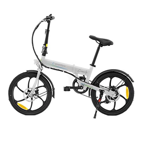 Bicicletas eléctrica : SMARTGYRO Ebike Crosscity White - Bicicleta Elctrica Urbana, Ruedas de 20", Asistente al Pedaleo, Plegable, Batera extrable de Litio 36V de 4.4 mAh, Freno de Disco, 6 velocidades Shimano