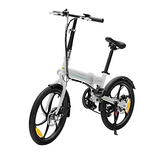 Bicicletas eléctrica : SMARTGYRO Ebike Crosscity White - Bicicleta Eléctrica Urbana, Ruedas de 20", Asistente al Pedaleo, Plegable, Batería extraíble de Litio 36V de 4.4 mAh, Freno de Disco, 6 velocidades Shimano