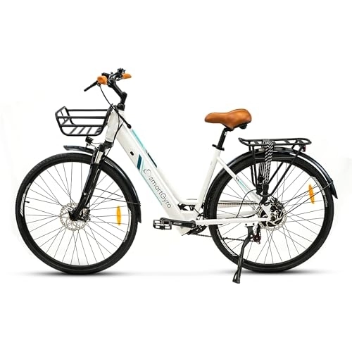 Bicicletas eléctrica : SMARTGYRO EBIKE Sunset White Bicicleta eléctrica, Adultos Unisex, Blanco, L