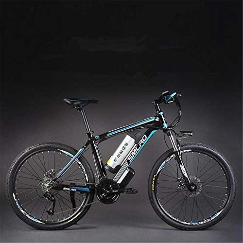 Bicicletas eléctrica : SMLNUO 27 velocidades 26" Bicicleta elctrica, Bicicleta de montaña de aleacin de Aluminio 350W / 500W 48V 10Ah, Freno de Disco hidrulico Delantero y Trasero (Blue, 350W)