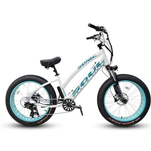 Bicicletas eléctrica : SOUL FAST E BIKES E-Bike Saber Pro SS Ladies - Beach Cruiser- Fat Tire - eléctrica (24', Shining White)