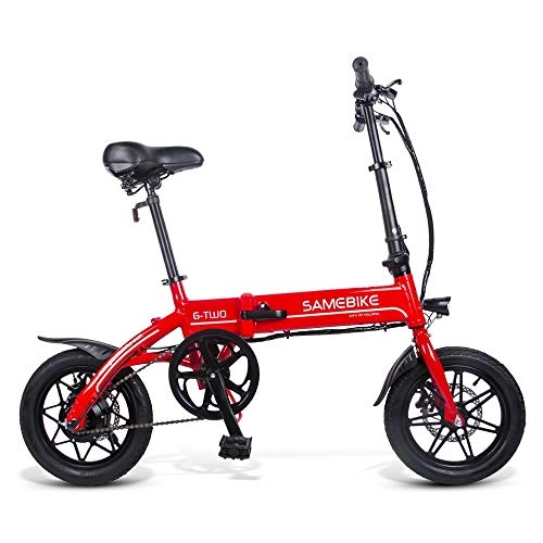 Bicicletas eléctrica : SRXH Bicicleta de montaña para Adultos, Bicicleta eléctrica, Scooter de 14 Pulgadas con luz LED Frontal, Bicicleta eléctrica Plegable de 7.8 Ah con Freno de Disco, hasta 25 km / h, tamaño Rojo