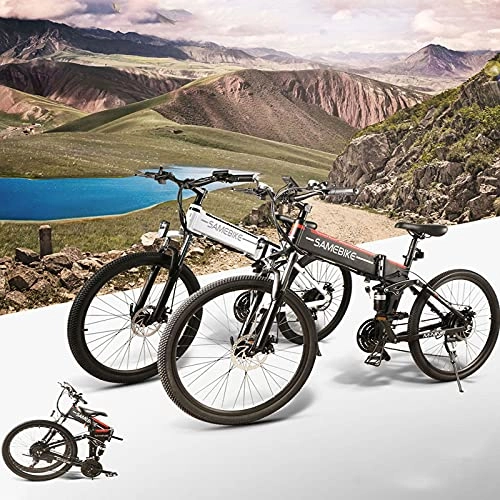 Bicicletas eléctrica : SUNWEII 26" Bicicleta Eléctrica Urbana, Mountain Bike Motor de 500W con Batería Extraíble de 48V 10 Ah Bicicleta Electrica Montañade, Bicicletas Eléctricas Plegables, Black
