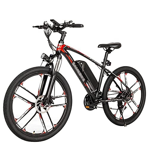 Bicicletas eléctrica : SUNWEII Bicicleta de montaña Bicicleta eléctrica e-Bike para Adultos 48V 8AH batería de Litio, 350W e-City Bike 26" e-Mountain Bike para Hombres y Mujeres, Black