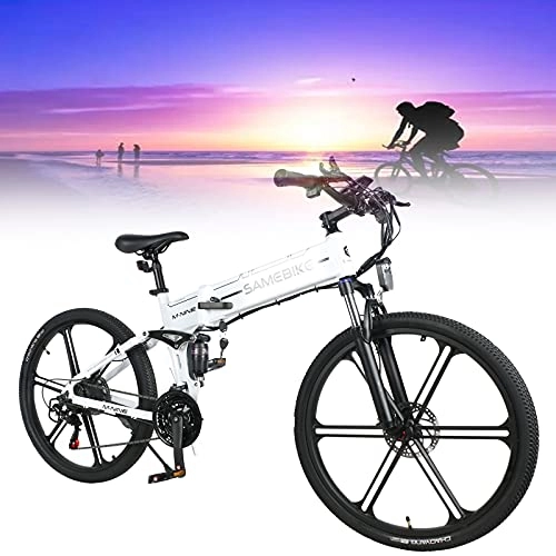 Bicicletas eléctrica : SUNWEII Bicicleta eléctrica Bicicleta de ciclomotor eléctrica Inteligente Plegable portátil 500W Motor MAX 35 km / h Neumático de 26 Pulgadas, Bicicleta MTB EBike 150 kg Carga máxima, Black