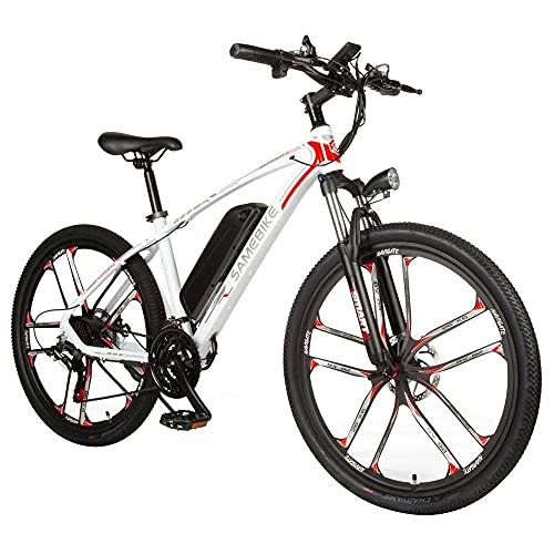 Bicicletas eléctrica : SUNWEII Bicicleta eléctrica, Bicicleta eléctrica Plegable para Bicicleta de montaña para Adultos de 26 Pulgadas, 350W, LCD 8Ah / 48V batería de Iones de Litio Bicicleta de montaña, White