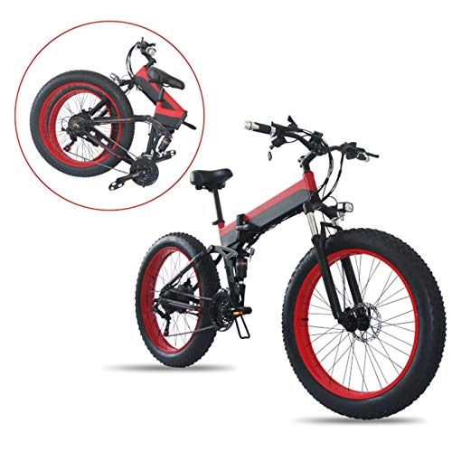Bicicletas eléctrica : sunyu Bicicleta Eléctrica Plegable Potente 350W Ruedas Anchas 26 x 4’’ Bateria Removible 48V 10AH - Bici de Montaña / Carretera / Playa / Nieve para Adultos