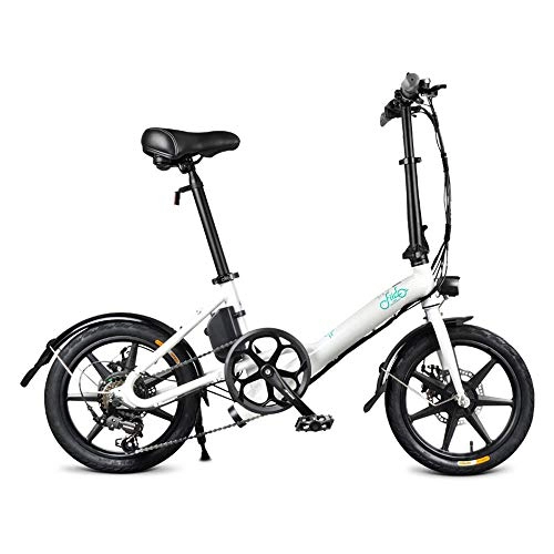 Bicicletas eléctrica : SUQIAOQIAO Fiido D3S E-Bici con Pedales de Bicicleta, 250W 7.8Ah Plegable Bicicleta elctrica con la luz Delantera LED, Tres velocidades de Desplazamiento mecnico de Ayuda Ajustable, Blanco